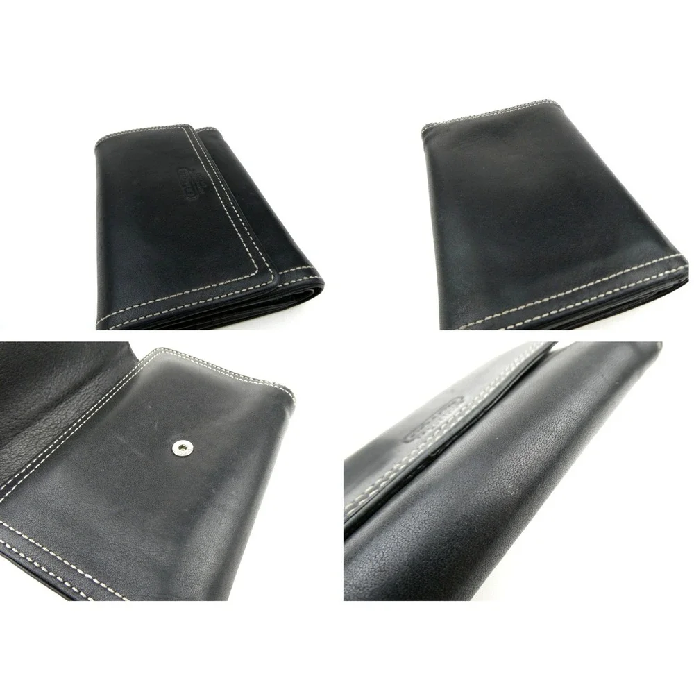 Coach Black Leather Medium Trifold Wallet